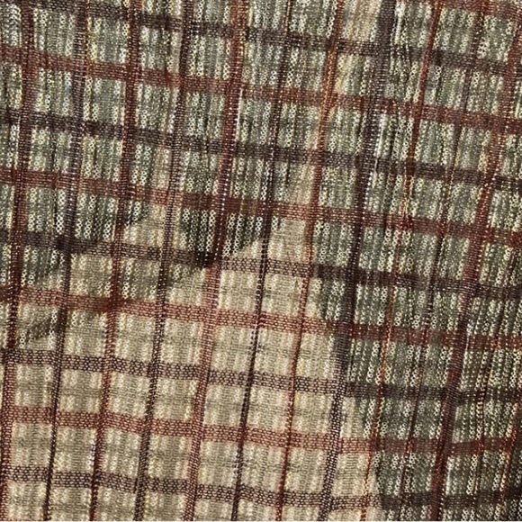 NWT ADRIANNA PAPELL Long Sleeve Plaid Shimmer Cami Lined Sheer Blouse Size Small - Picture 4 of 6